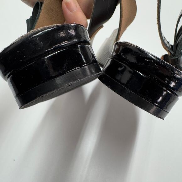 All Black Flats Womens 37.5 6.5 Black White Slingback Bow Tie Pointed Toe - Picture 5 of 7